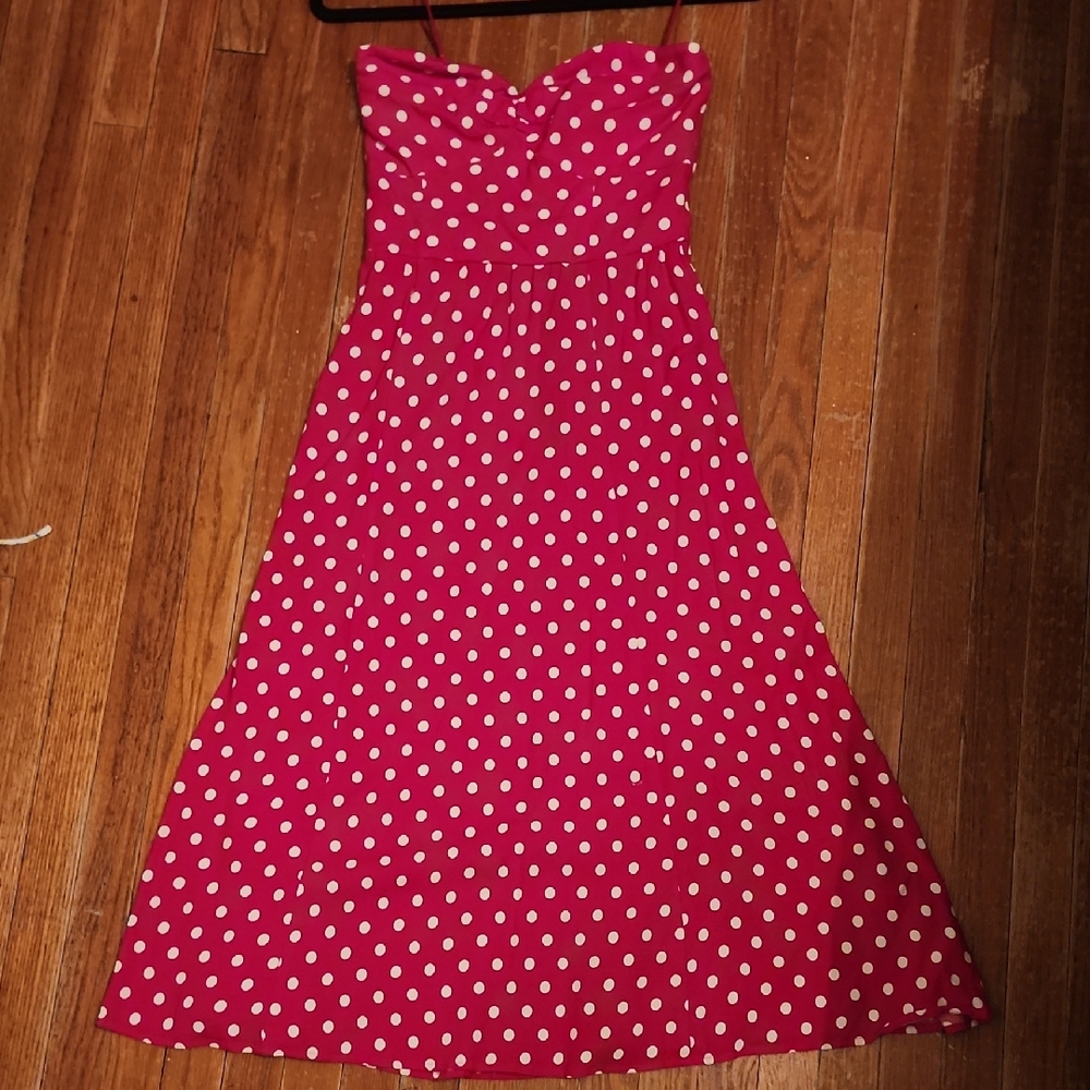 Reformation Red Dress with White Polka Dots